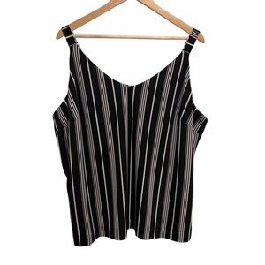 2/$25 Nygard Reversible Sleeveless Top Striped Animal Print Camisole Black White